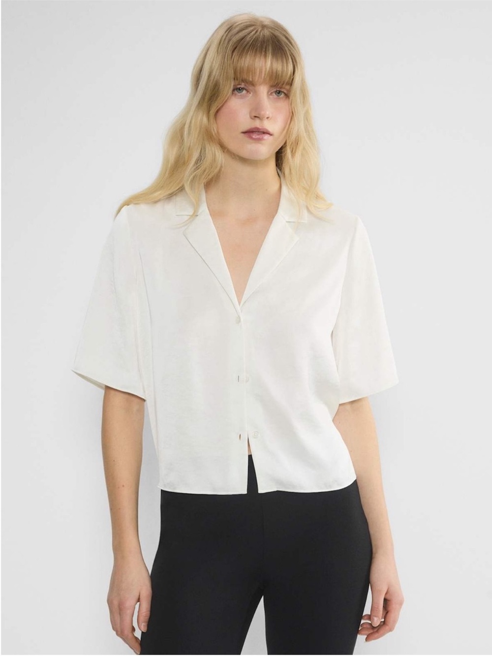 Aritzia Wilfred Beso Satin Shirt - White Birch - Sz S